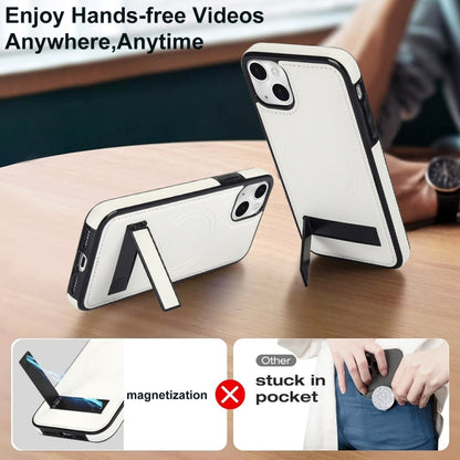 For iPhone 15 Plus Retro Leather Invisible Stand MagSafe Phone Case(White) - iPhone 15 Plus Cases by buy2fix | Online Shopping UK | buy2fix