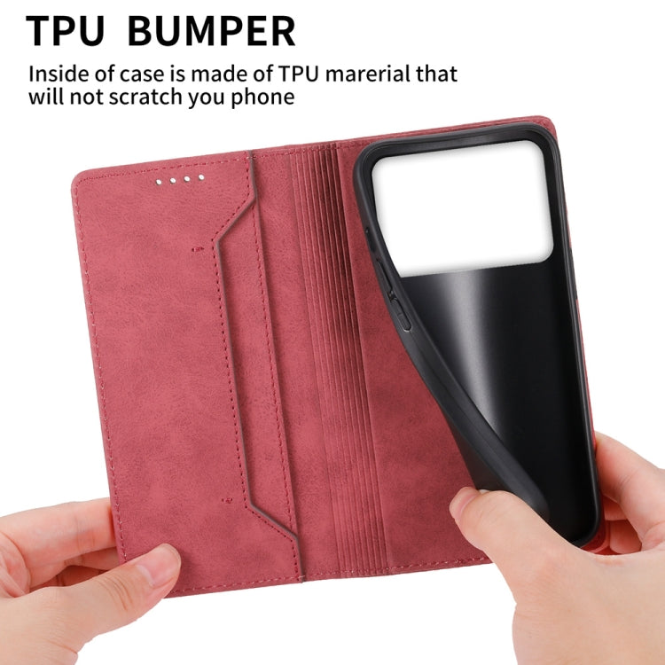 For Redmi K70 Ultra Business Solid Color Magnetic RFID Leather Phone Case(Red) - Xiaomi Cases by buy2fix | Online Shopping UK | buy2fix