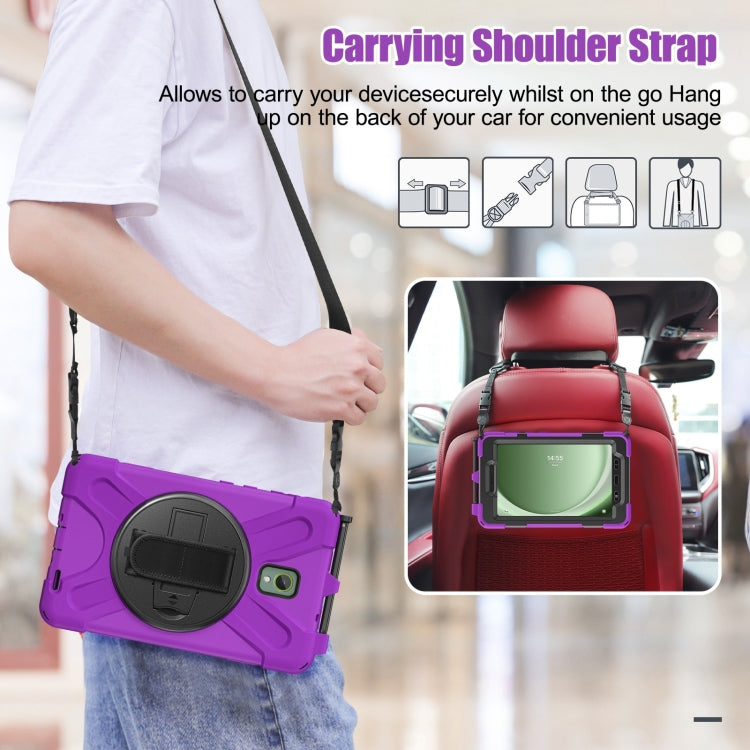 For Samsung Galaxy Tab Active5 X300 Rotary Grip Silicone Hybrid PC Tablet Case with Shoulder Strap(Purple) - Other Galaxy Tab PC by buy2fix | Online Shopping UK | buy2fix