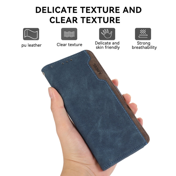For Samsung Galaxy S23 FE 5G ABEEL Color Block Magnetic RFID Leather Phone Case(Blue-Brown) - Galaxy S23 FE 5G Cases by buy2fix | Online Shopping UK | buy2fix