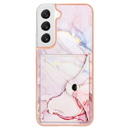 For Samsung Galaxy S23 5G Marble Pattern IMD Card Slot Phone Case(Rose Gold) - Galaxy S23 5G Cases by buy2fix | Online Shopping UK | buy2fix