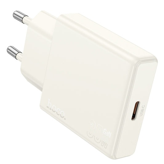 hoco N44 Biscuit PD30W Single Port Type-C Charger, EU Plug(White) - USB Charger by hoco | Online Shopping UK | buy2fix