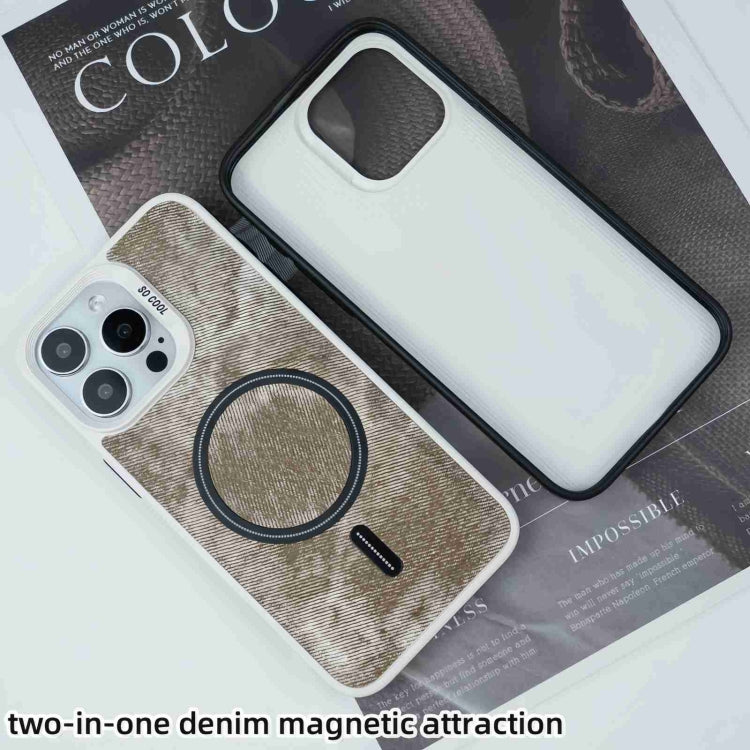 For iPhone 13 Pro Max Contrast Color Denim MagSafe Magnetic Phone Case(Grey Blue) - iPhone 13 Pro Max Cases by buy2fix | Online Shopping UK | buy2fix