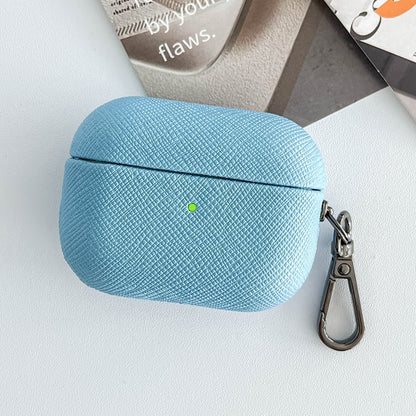 For AirPods 3 Cross Texture PU Leather Bluetooth Earphone Protective Case(Sky Blue) - For AirPods 3 by buy2fix | Online Shopping UK | buy2fix