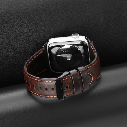 For Apple Watch Series 8 41mm DUX DUCIS Business Genuine Leather Watch Strap(Coffee) - Watch Bands by DUX DUCIS | Online Shopping UK | buy2fix