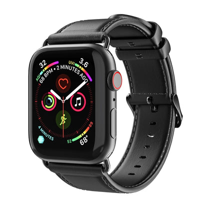 For Apple Watch Series 6 40mm DUX DUCIS Business Genuine Leather Watch Strap(Black) - Watch Bands by DUX DUCIS | Online Shopping UK | buy2fix