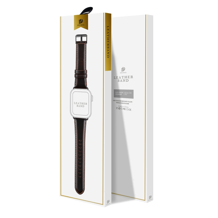 For Apple Watch Series 4 40mm DUX DUCIS Business Genuine Leather Watch Strap(Coffee) - Watch Bands by DUX DUCIS | Online Shopping UK | buy2fix