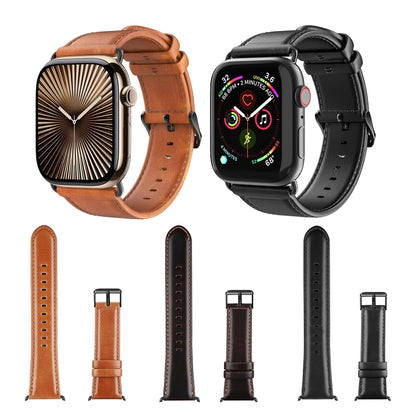 For Apple Watch Series 9 45mm DUX DUCIS Business Genuine Leather Watch Strap(Coffee) - Watch Bands by DUX DUCIS | Online Shopping UK | buy2fix