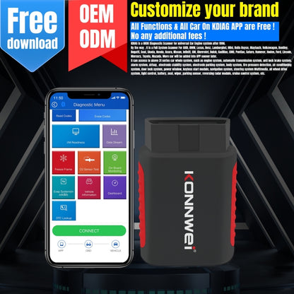 KONNWEI K DIAG Car OBDII Full System Diagnostic Scanner(Black Red) - Code Readers & Scan Tools by KONNWEI | Online Shopping UK | buy2fix