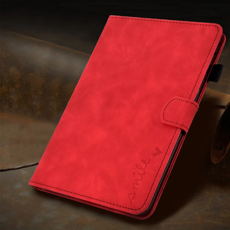 For Lenovo Tab M11 / Xiaoxin Pad 11 2024 Smile Embossed Smart Leather Tablet Case(Red) - Lenovo by buy2fix | Online Shopping UK | buy2fix