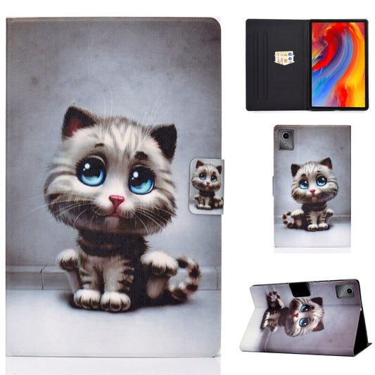 For Lenovo Tab M11 / Xiaoxin Pad 11 2024 Electric Pressed Colored Drawing Smart Leather Tablet Case(Cat) - Lenovo by buy2fix | Online Shopping UK | buy2fix