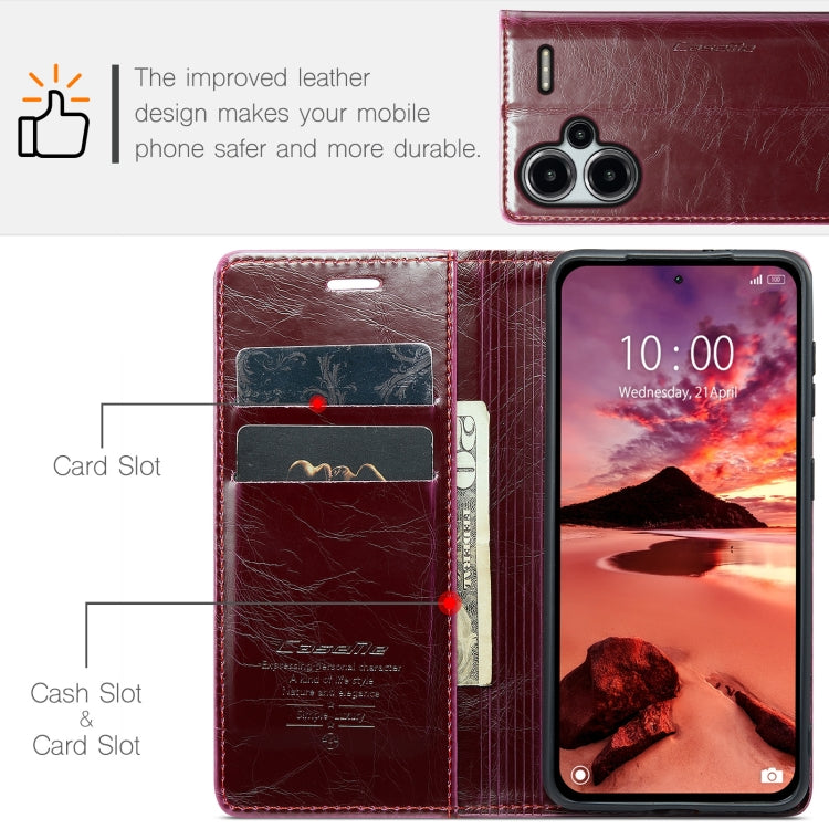 For Xiaomi Redmi Note 13 Pro+ 5G CaseMe 003 Crazy Horse Texture Flip Leather Phone Case(Mulberry Red) - Xiaomi Cases by CaseMe | Online Shopping UK | buy2fix