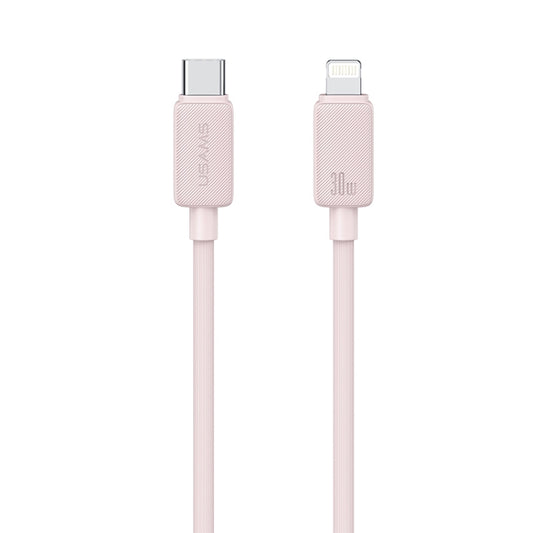 USAMS US-SJ697 USB-C / Type-C to 8 Pin 30W Striped Fast Charge Data Cable, Length:2m(Pink) - 2 in 1 Cable by USAMS | Online Shopping UK | buy2fix