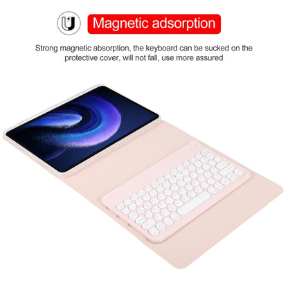 For Xiaomi Pad 6 Round Button Bluetooth Keyboard Rotatable Holder Leather Case(Rose Gold) - Others Keyboard by buy2fix | Online Shopping UK | buy2fix