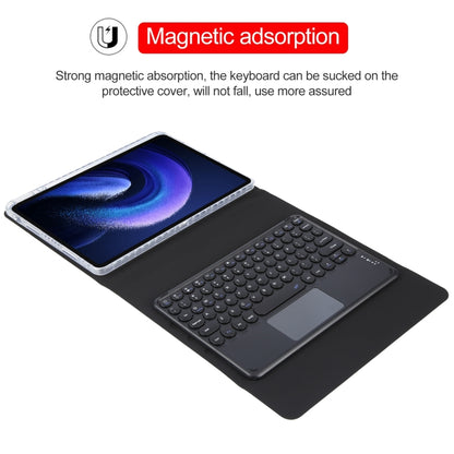 For Xiaomi Pad 6 Round Button Bluetooth Keyboard Rotatable Holder Leather Case with Touchpad(Black) - Others Keyboard by buy2fix | Online Shopping UK | buy2fix