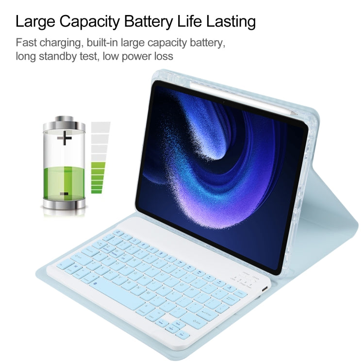 For Xiaomi Pad 6 Square Button Bluetooth Keyboard Rotatable Holder Leather Case(Sky Blue) - Others Keyboard by buy2fix | Online Shopping UK | buy2fix