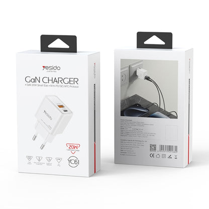 Yesido YC79 PD20W Dual Port Type-C GaN Charger, UK Plug - USB Charger by Yesido | Online Shopping UK | buy2fix
