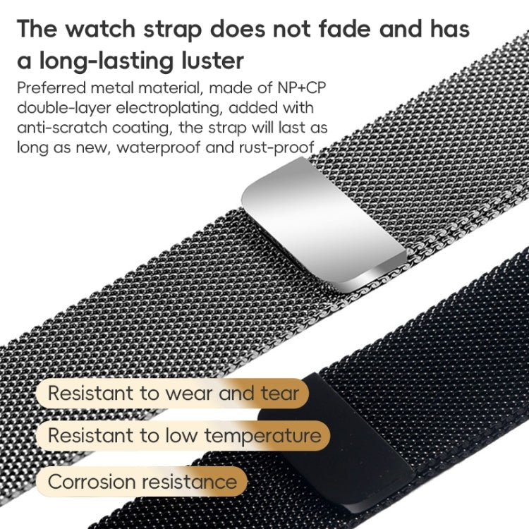 For Apple Watch SE 2022 44mm ZGA Milanese Magnetic Metal Watch Band(Black) - Watch Bands by ZGA | Online Shopping UK | buy2fix