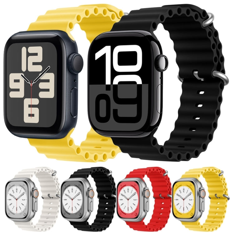 For Apple Watch Series 7 45mm ZGA Ocean Silicone Watch Band(Black) - Watch Bands by ZGA | Online Shopping UK | buy2fix