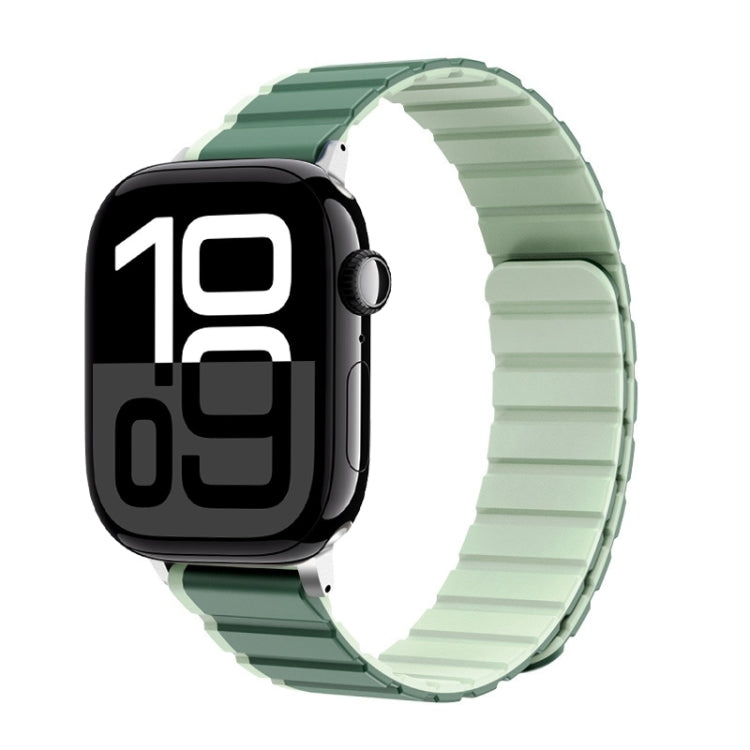 For Apple Watch Series 10 46mm ZGA Two Color Magnetic Silicone Watch Band(Dark Green+Light Green) - Watch Bands by ZGA | Online Shopping UK | buy2fix