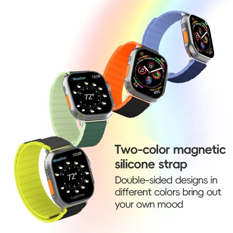 For Apple Watch Series 3 42mm ZGA Two Color Magnetic Silicone Watch Band(Dark Green+Light Green) - Watch Bands by ZGA | Online Shopping UK | buy2fix