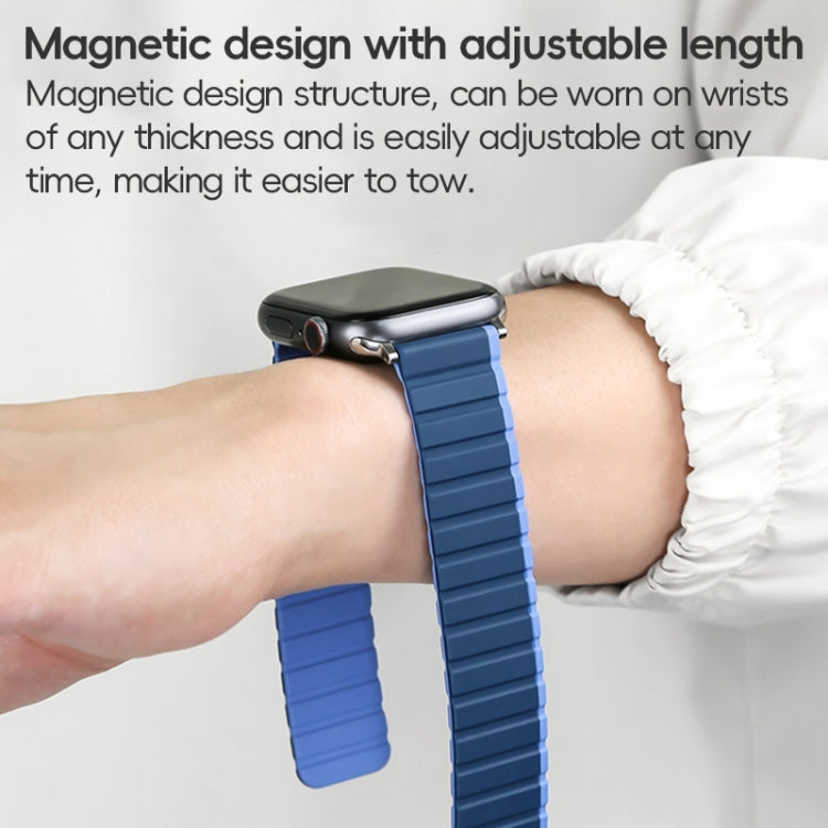 For Apple Watch Series 5 44mm ZGA Two Color Magnetic Silicone Watch Band(Dark Blue+Light Blue) - Watch Bands by ZGA | Online Shopping UK | buy2fix