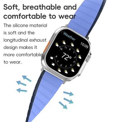 For Apple Watch SE 2023 44mm ZGA Two Color Magnetic Silicone Watch Band(Dark Blue+Light Blue) - Watch Bands by ZGA | Online Shopping UK | buy2fix