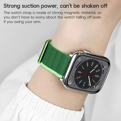 For Apple Watch Series 9 45mm ZGA Two Color Magnetic Silicone Watch Band(Dark Green+Light Green) - Watch Bands by ZGA | Online Shopping UK | buy2fix