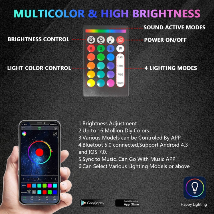 8 in 1 G6 RGB Colorful Car Chassis Light LED Music Atmosphere Light With 24-Button Remote Control - Atmosphere lights by buy2fix | Online Shopping UK | buy2fix