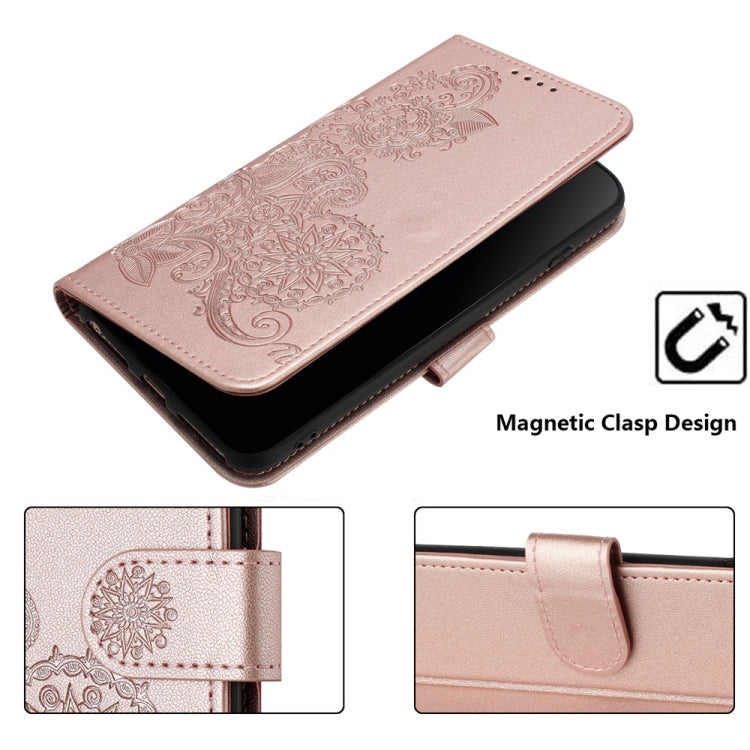 For iPhone 16 Pro Datura Flower Embossed Flip Leather Phone Case(Rose Gold) - iPhone 16 Pro Cases by buy2fix | Online Shopping UK | buy2fix