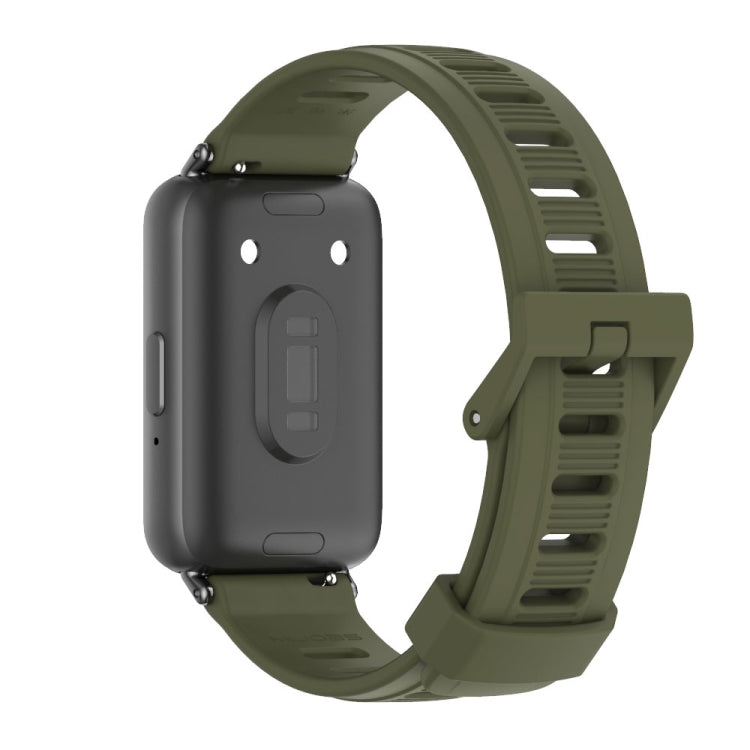 For Samsung Galaxy Fit 3 Mijobs Flat Hole Silicone Watch Band(Army Green+Black) - Watch Bands by MIJOBS | Online Shopping UK | buy2fix