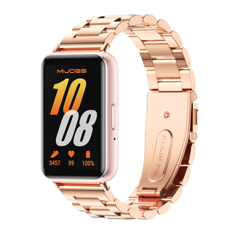 For Samsung Galaxy Fit 3 Mijobs Three-Beads Metal Watch Band(Rose Gold) - Watch Bands by MIJOBS | Online Shopping UK | buy2fix