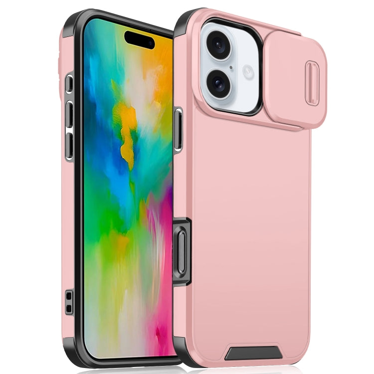 For iPhone 16 Plus Sliding Camshield TPU + PC Phone Case(Pink) - iPhone 16 Plus Cases by buy2fix | Online Shopping UK | buy2fix