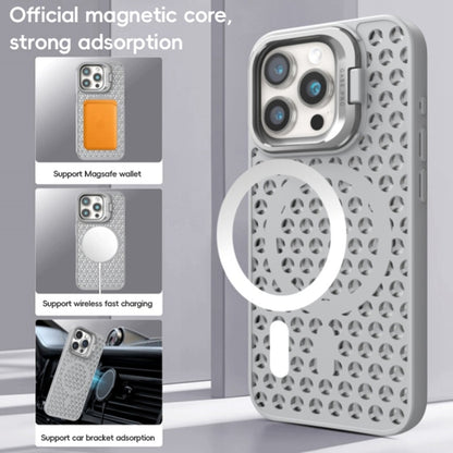 For iPhone 15 Plus Hollow Cooling Lens Holder MagSafe Magnetic TPU Phone Case(Blue) - iPhone 15 Plus Cases by buy2fix | Online Shopping UK | buy2fix
