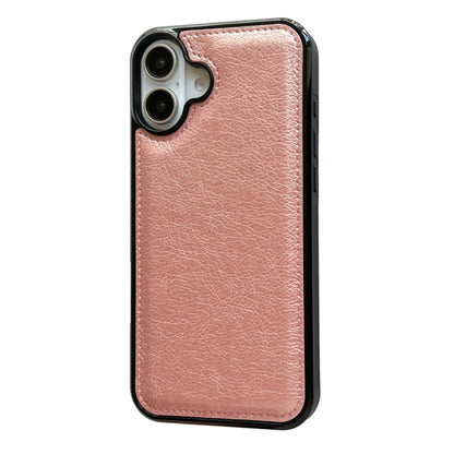 For iPhone 16 Plus Cowhide Texture Back Cover Phone Case(Rose Gold) - iPhone 16 Plus Cases by buy2fix | Online Shopping UK | buy2fix