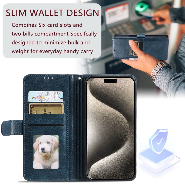 For iPhone 16 Pro Simple 6-Card Wallet Leather Phone Case(Navy Blue) - iPhone 16 Pro Cases by buy2fix | Online Shopping UK | buy2fix