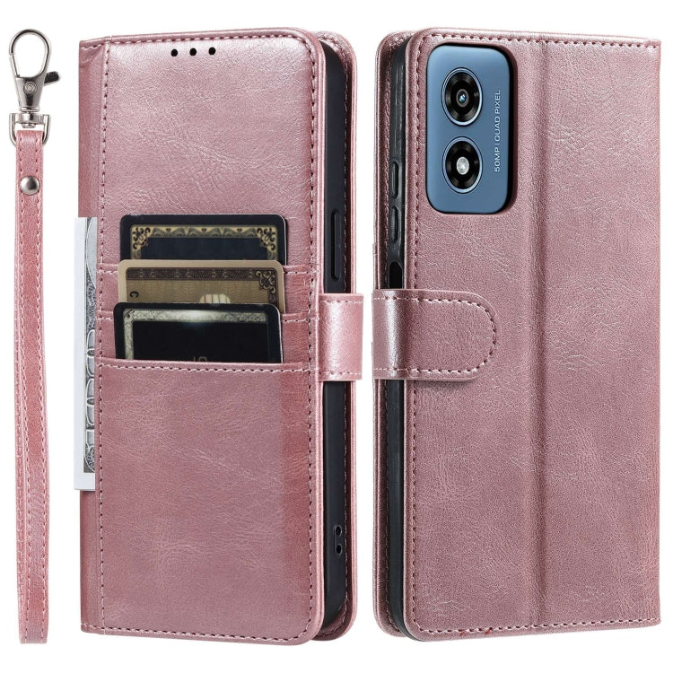 For Motorola Moto G Play 2024 Simple 6-Card Wallet Leather Phone Case(Rose Gold) - Motorola Cases by buy2fix | Online Shopping UK | buy2fix