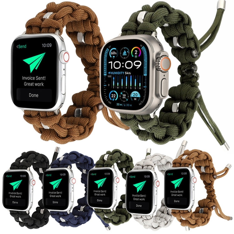 For Apple Watch Ultra 2 49mm Screw Nut Braided Paracord Watch Band(Coffee) - Watch Bands by buy2fix | Online Shopping UK | buy2fix