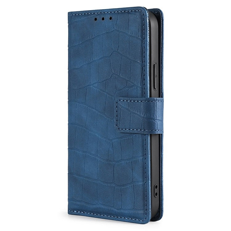 For Motorola Moto G Play 4G 2024 Skin Feel Crocodile Magnetic Clasp Leather Phone Case(Blue) - Motorola Cases by buy2fix | Online Shopping UK | buy2fix