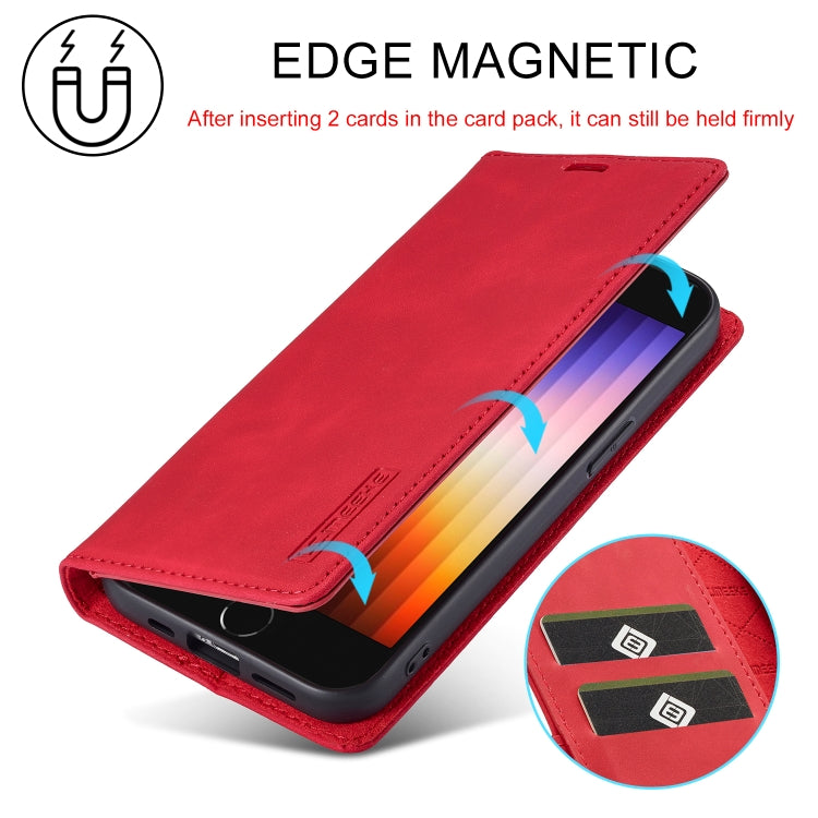 For iPhone SE 2024 LC.IMEEKE Strong Magnetic Leather Phone Case with Holder & Card Slots & Wallet(Red) - More iPhone Cases by LC.IMEEKE | Online Shopping UK | buy2fix