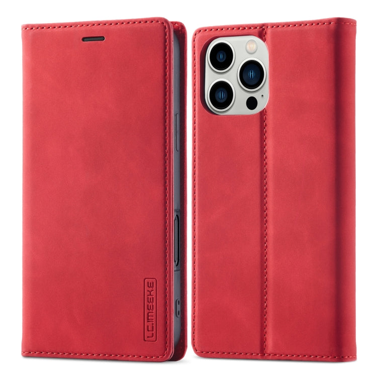 For iPhone 16 Pro LC.IMEEKE Strong Magnetism Microfiber Leather Phone Case(Red) - iPhone 16 Pro Cases by LC.IMEEKE | Online Shopping UK | buy2fix