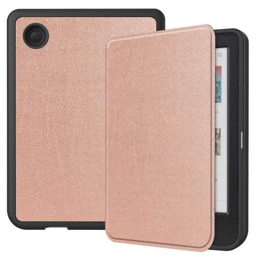 For KOBO Clara Colour 2024 / BW Solid Color Voltage Caster TPU Leather Smart Tablet Case(Rose Gold) - Others by buy2fix | Online Shopping UK | buy2fix