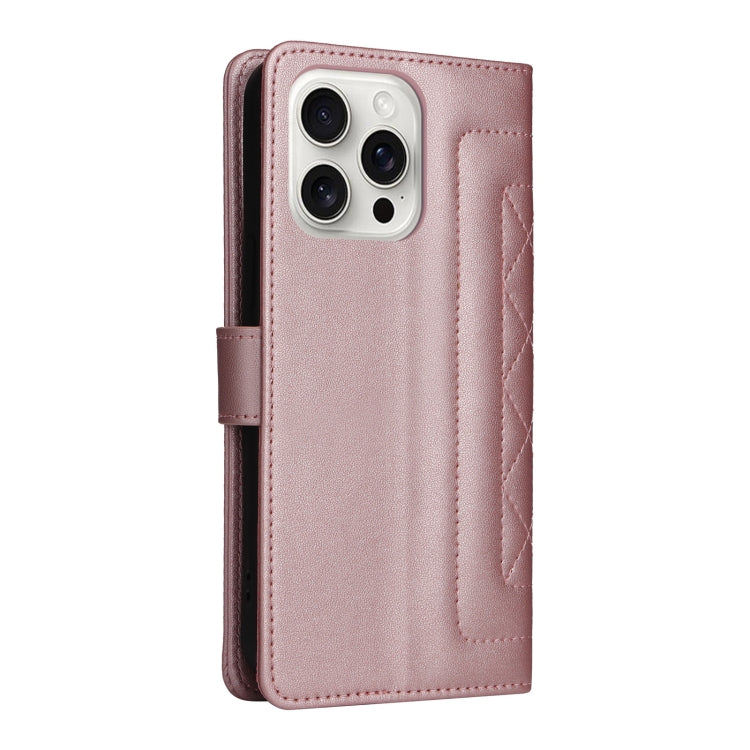 For iPhone 16 Pro Max Diamond Lattice Leather Flip Phone Case(Rose Gold) - iPhone 16 Pro Max Cases by buy2fix | Online Shopping UK | buy2fix