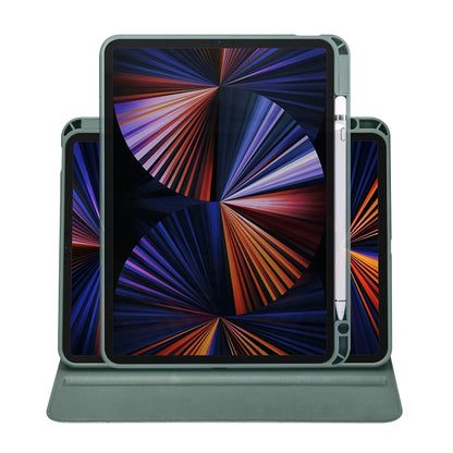 For iPad Air 13 2024 Acrylic 360 Degree Rotation Holder Leather Tablet Case(Pine Green) - iPad Air 13 2024 Cases by buy2fix | Online Shopping UK | buy2fix