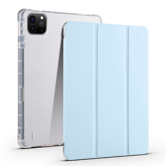 For iPad Pro 11 2024 3-fold Clear TPU Smart Leather Tablet Case with Pen Slot(Ice Blue) - iPad Pro 11 2024 Cases by buy2fix | Online Shopping UK | buy2fix