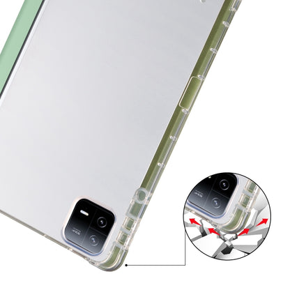 For iPad Air 11 2024 3-fold Clear TPU Smart Leather Tablet Case with Pen Slot(Green) - iPad Air 11 2024 Cases by buy2fix | Online Shopping UK | buy2fix