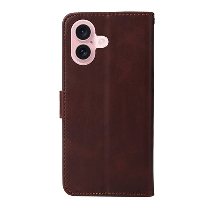 For iPhone 16 Classic Calf Texture Flip Leather Phone Case(Brown) - iPhone 16 Cases by buy2fix | Online Shopping UK | buy2fix