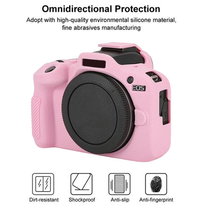 For Canon EOS R100 Litchi Texture Soft Silicone Protective Case(Pink) - Protective Case by buy2fix | Online Shopping UK | buy2fix