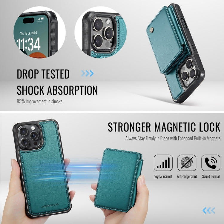 For iPhone 16 Pro Max JEEHOOD J05 Business Magnetic Style RFID Leather Phone Case(Blue Green) - iPhone 16 Pro Max Cases by JEEHOOD | Online Shopping UK | buy2fix