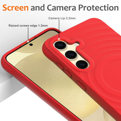 For Samsung Galaxy S25+ 5G Wave Texture MagSafe Magnetic Liquid Silicone Phone Case(Red) - Galaxy S25+ 5G Cases by buy2fix | Online Shopping UK | buy2fix